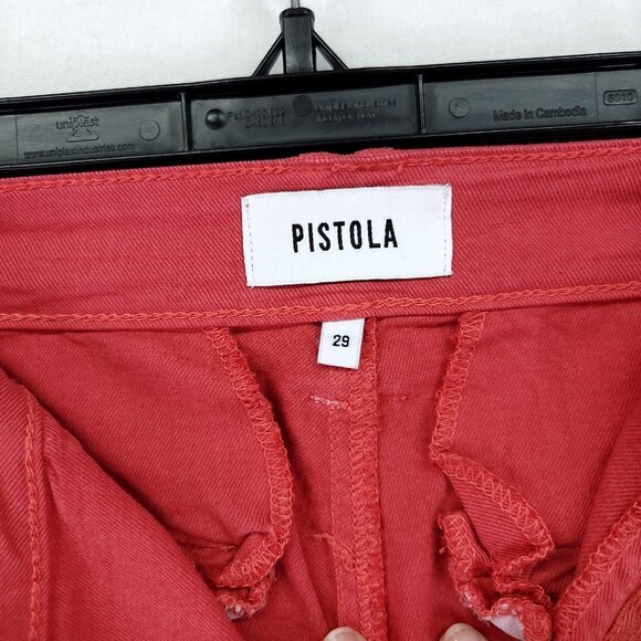 Pistola Utility Casual Pants Womens 29 Cropped Red Flat Front With Pockets - Picture 6 of 14